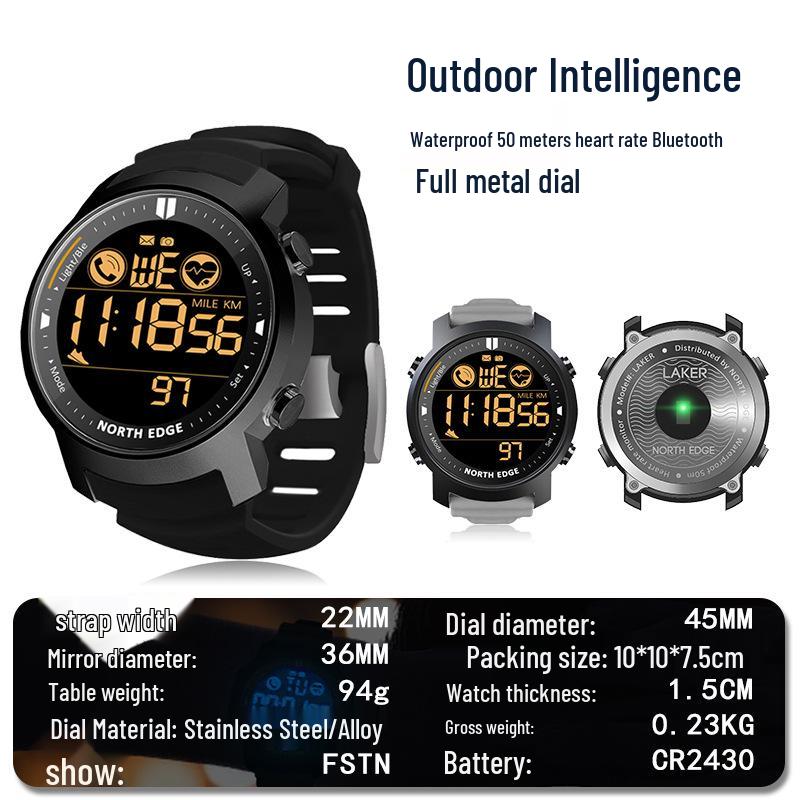 Men's Smart Waterproof Outdoor Sports Watch with Ultra-Long Standby, Bluetooth, Heart Rate Monitor, Multi-Function, and Swim Camera.