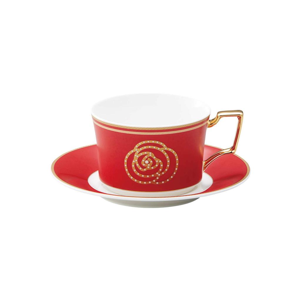 Noritake Cup Saucer 240cc Aidan Gold 1 Customer Red Bone China & (Coffee Tea) T93687/4941-1