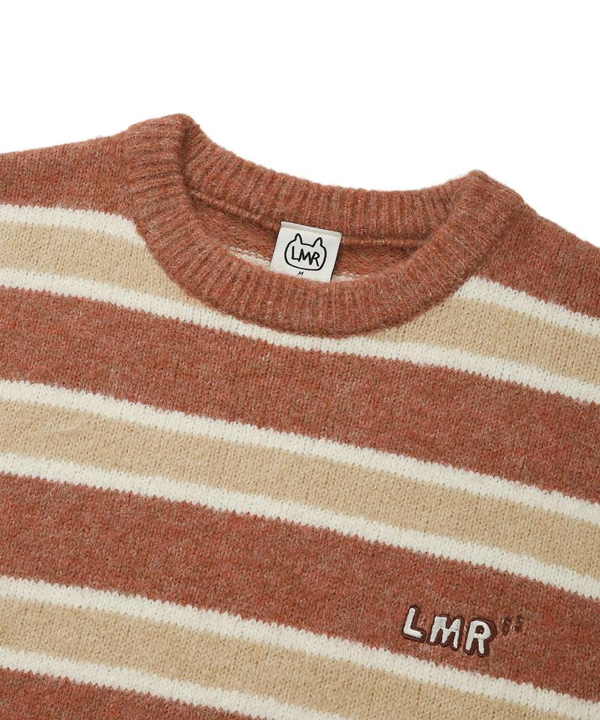 LMR Hairy Stripe Pullover Knit Red