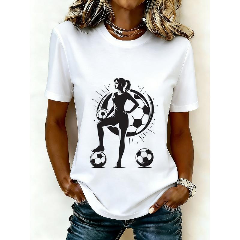 2026 Casual Women's Short-Sleeve T-Shirt with USA-Canada-Mexico World Cup Football Match Print