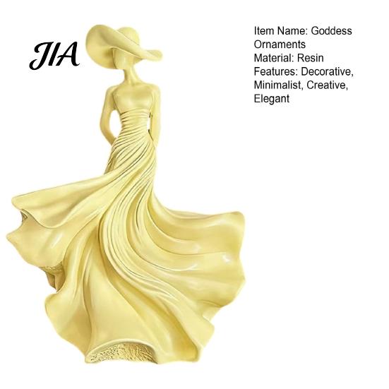Creative Tabletop Ornaments Woman Statue, Resin Art Sculpture for Living Room Mantel Shelf Decor, Modern Female Home Figurine, Wide Brim Hat