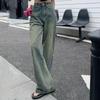 Jaren 2000 Vintage Verlengen Rechte Jeans Vrouwen Chique Koreaanse Hoge Taille Gewassen Denim Broek Vrouwelijke Elegante Streetwear Losse Wijde Pijpen Broek