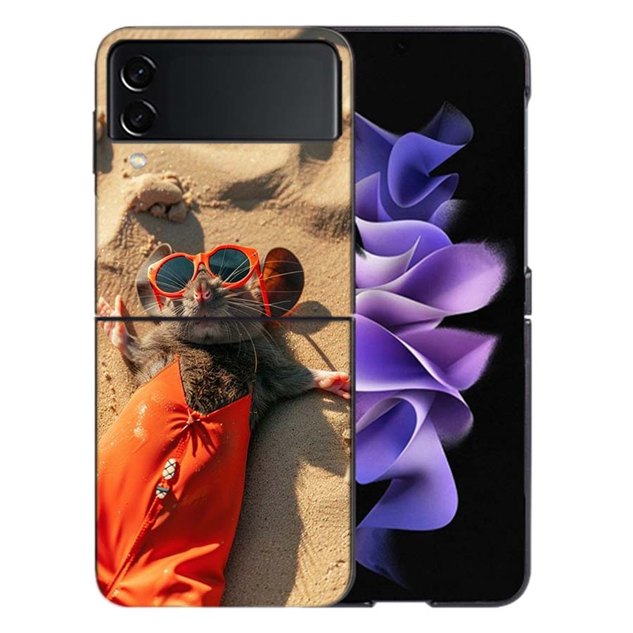 Cute Hamster Coque For Samsung Z Flip7 6 Galaxy Case Shockproof Z Flip5 Z Flip3 4 5G Hard Cover Phone TPU PC Hard Funda
