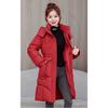 Damen Winter Schlank geschnittener Mittellanger Daunenmantel Dicke Warme Baumwoll-Pufferjacke mit Taillenraffung