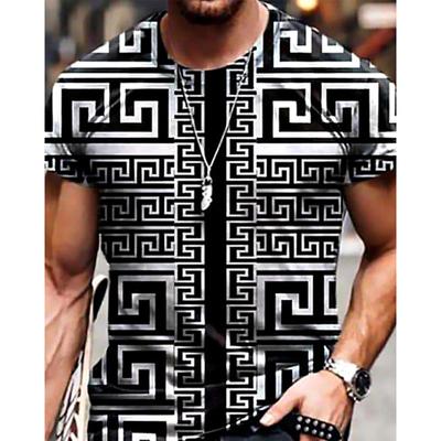 Herren-T-Shirt, 3D-Druck, geometrische Grafikdrucke, kurzärmelig, Alltagsoberteile, lässig
