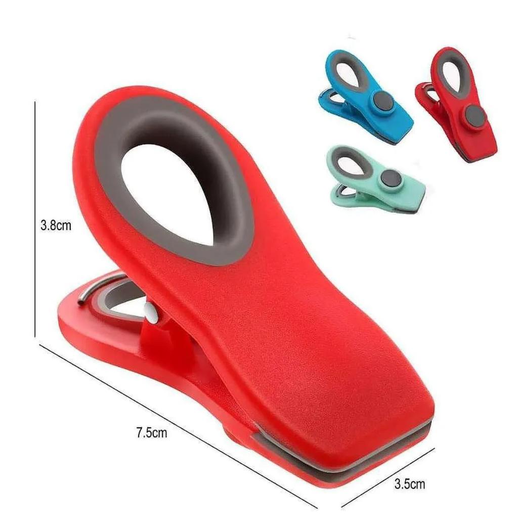 Kitchen Clamp, 3 pcs, Red Sky Blue Dark Blue, Plastic Magnet Material, 20 grams, Magnetic Back, Dishwasher Safe Bag Clips for