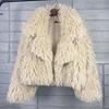 Womens Faux Fur Coat Loose Blazer Collar Tie-dye Plush Winter Warm Outerwear