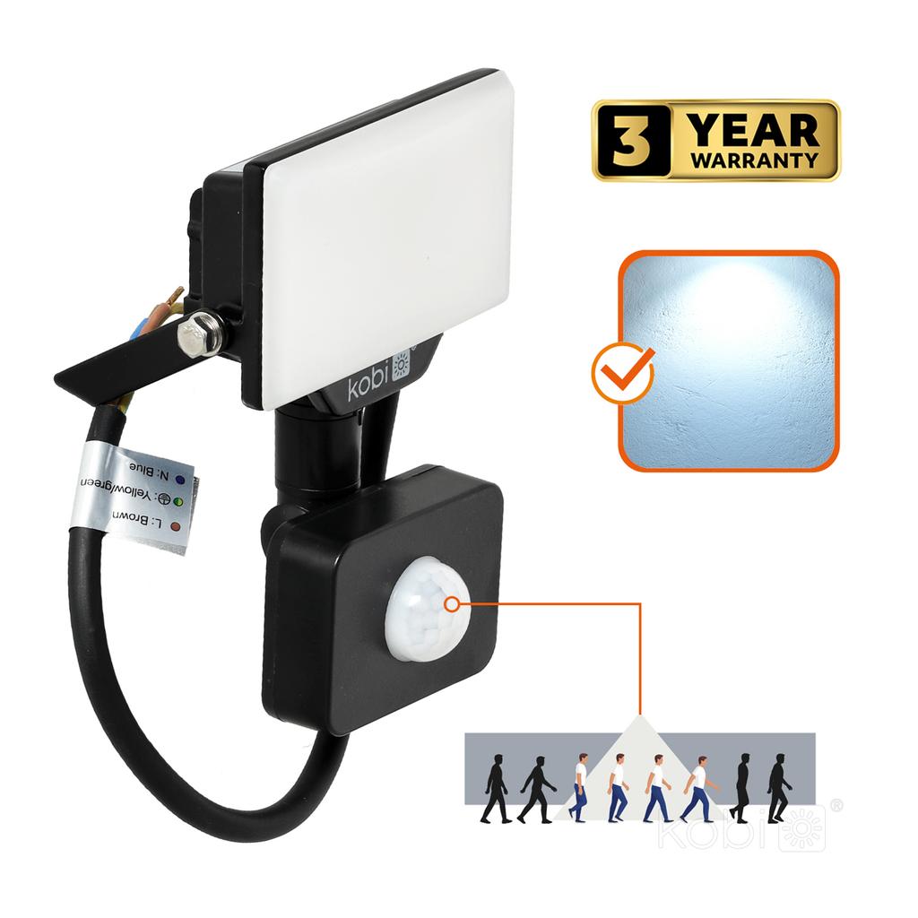 LED Floodlight with Motion Sensor 10W 800 Lm 6000K IP54 Black