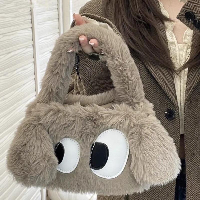 Winter New Plush Bag Doll Fluffy Shoulder Bag Cute Big-eyed Puppy Bag Portable Messenger Bag Bag Female