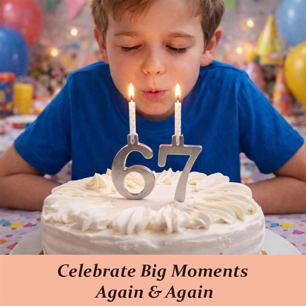 Birthday Cake Candle Holders 0-9 Number Steady Birthday Cake Topper Decorations Stainless Steel Number Candle Holders