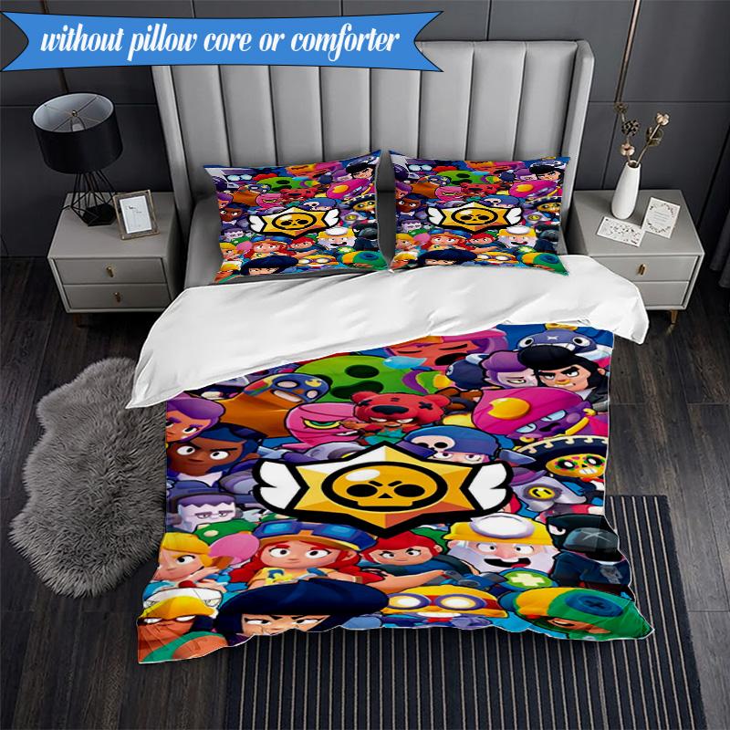 Game Brawl Adventure Heroes 3pcs K-pop music group Bedding set,Ideal for Bedroom, Dormitory,Including Duvet Cover And 2pcs Pillowcases,Fan gifts
