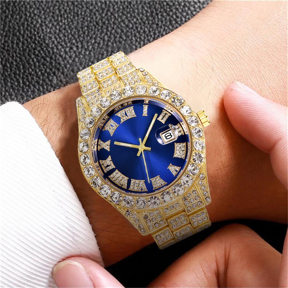 Roman Numeral Full Diamond Ladies Quartz Fashion Watch