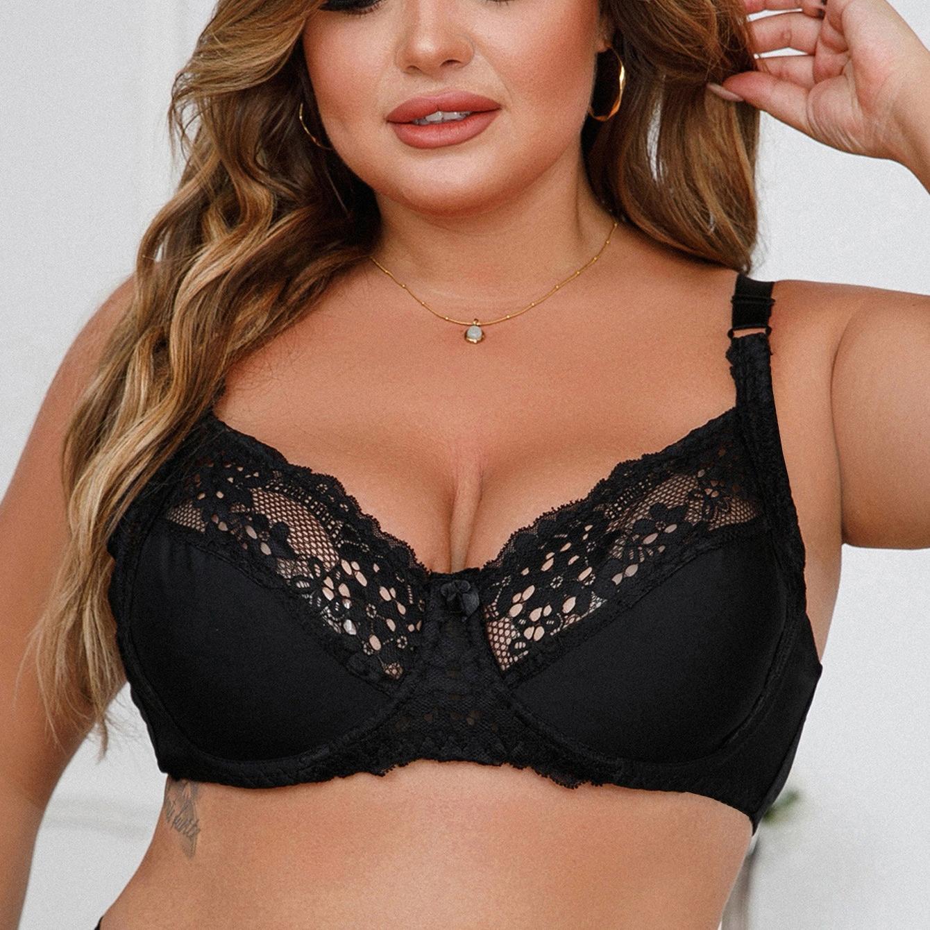 

Тонкая хлопковая чашка, формирующий бюстгальтер большого размера с поддержкой боковой груди, кружевной пуш-ап на косточках, сексуальное нижнее белье 95D чёрный