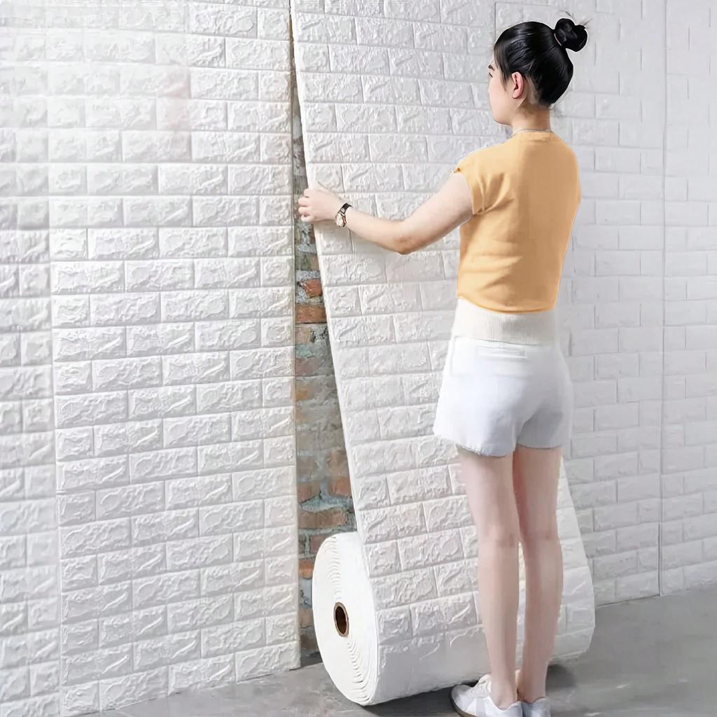 70cm*1000cm 3D Brick Pattern Wall Panels Wallpaper DIY Waterproof for Living Room Bedroom Kitchen Background Wall Stickers Decor