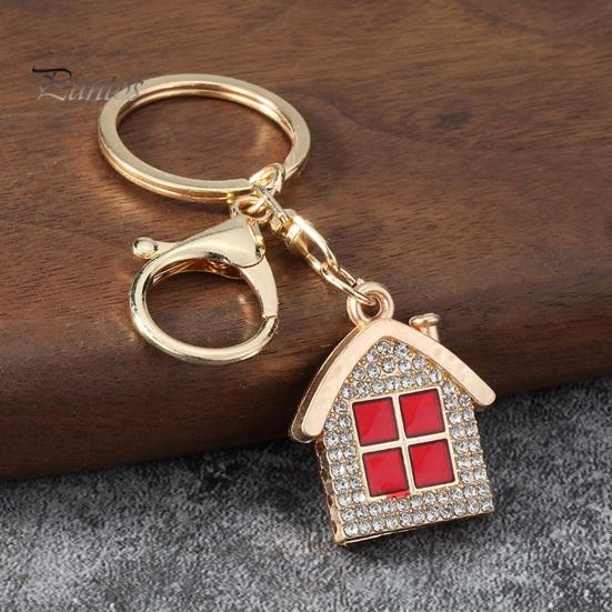Non-blackening Metal Keychain Pendant, 3D Cabin Shape Key Holder with Lobster Home Settling Gift Clasp And Ring, Anti-Oxidation Fall-Resistant Window
