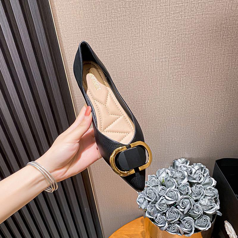 

Классические женские туфли на плоской подошве 2024 года, новые летние повседневные туфли на плоской подошве с острым носком, лидер продаж, женская обувь больших размеров 41-43 43 чёрный