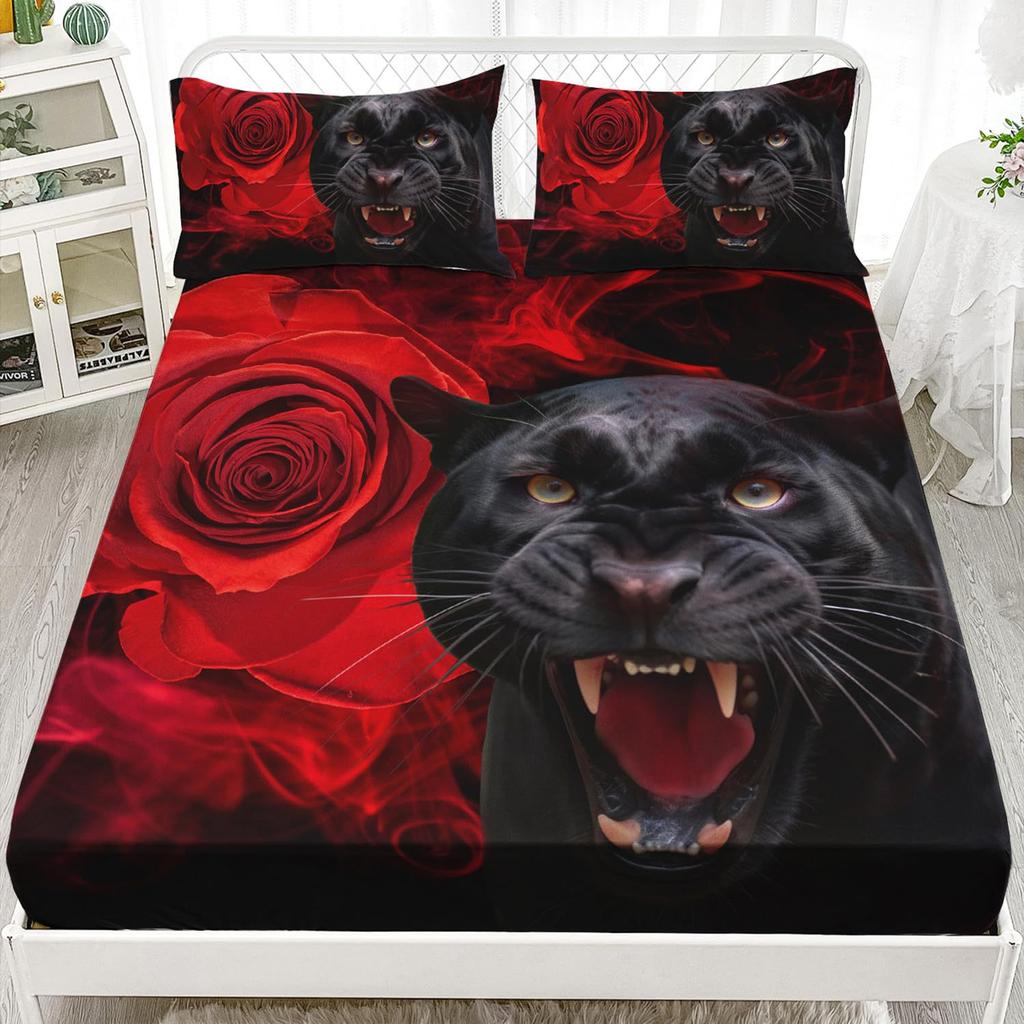 Forest Animal Pattern Mattress Three-Piece Digital Printing Mattress Bedding Set Adult Children