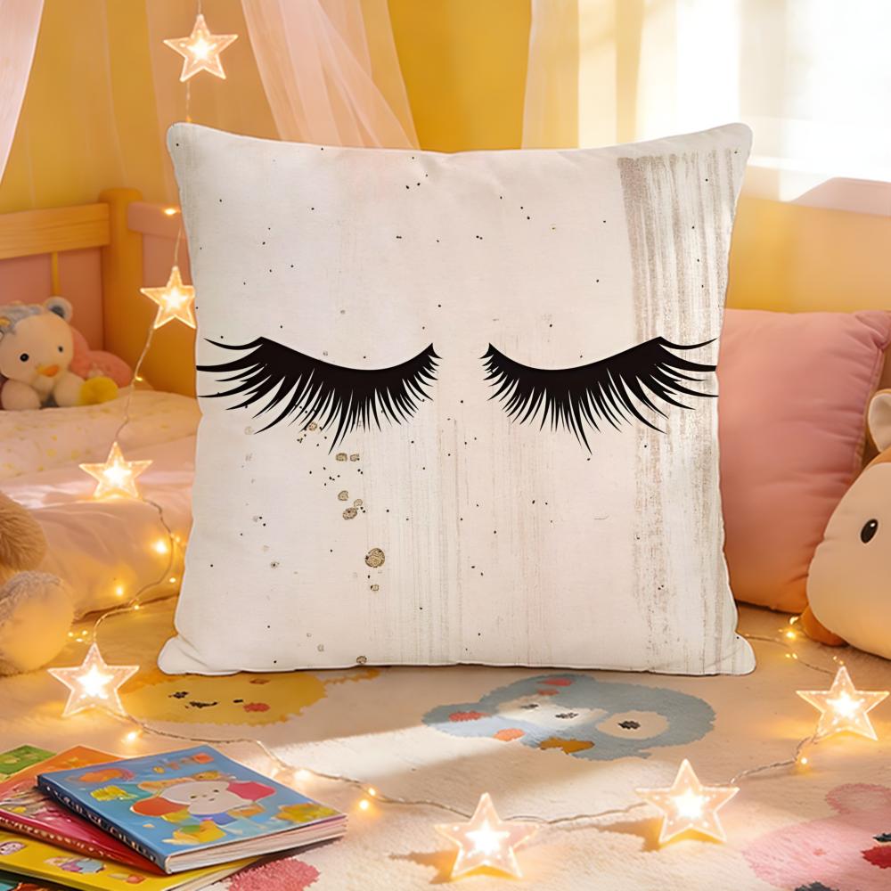 Cushion Cover Short Plush Throw Pillow Soft Washable Sofa Bed Office Cushion Beauty Makeup Eyelash