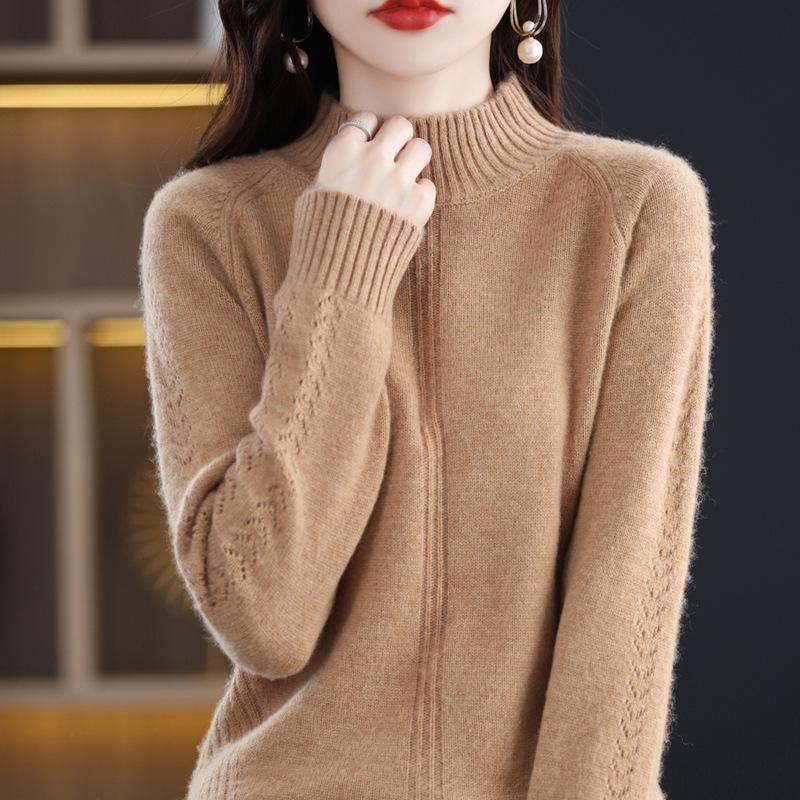 Semi-turtleneck bottoming shirt women's autumn and winter new inner knitted top high-end large-size loose pullover sweater