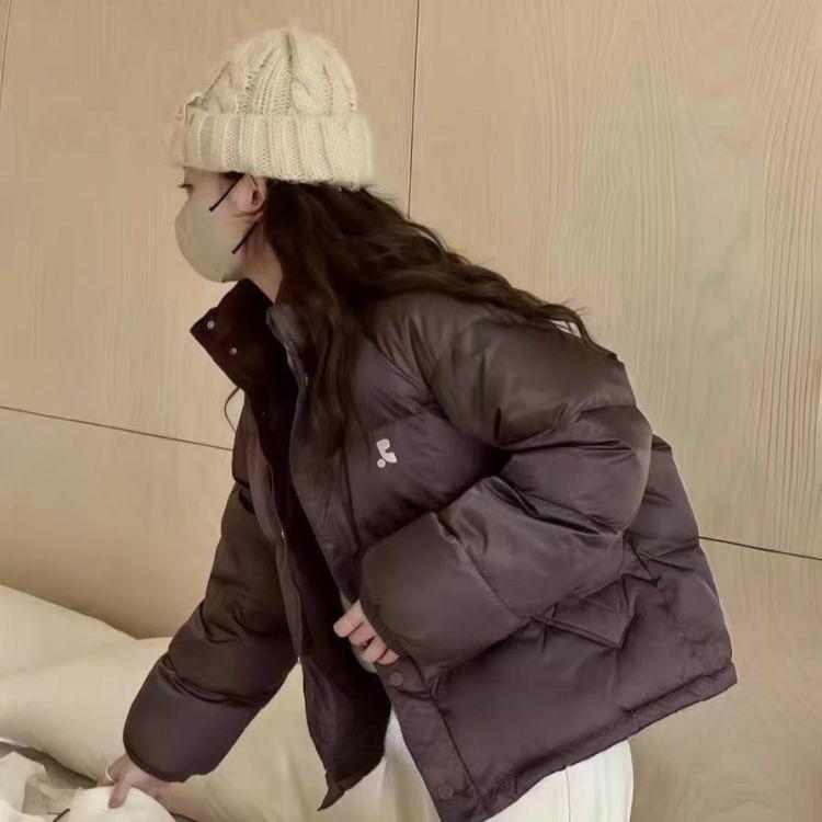 Pink Korean Bread Jacket Women Short Loose Stand Collar Thick Cotton Coat