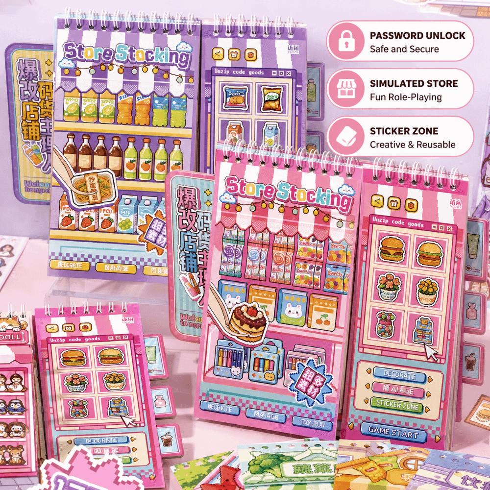 Store Stocking 3D Scene Sticker Book 10 Scenes PET Landscape Scene Sticker DIY Crafts Stacking Sticker Miniature Scene Sticker