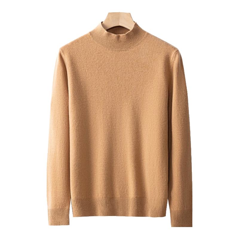 Hengyuanxiang Women's 100% Pure Wool Thick Half-High Collar Sweater