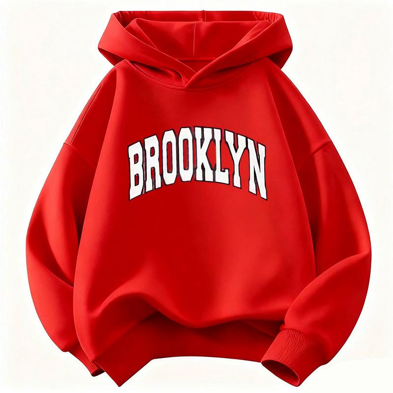 Bluza Brooklyn z nadrukiem liter Modna bluza z kapturem dla dzieci Bluzy casual dla chłopców i dziewczynek Ubrania