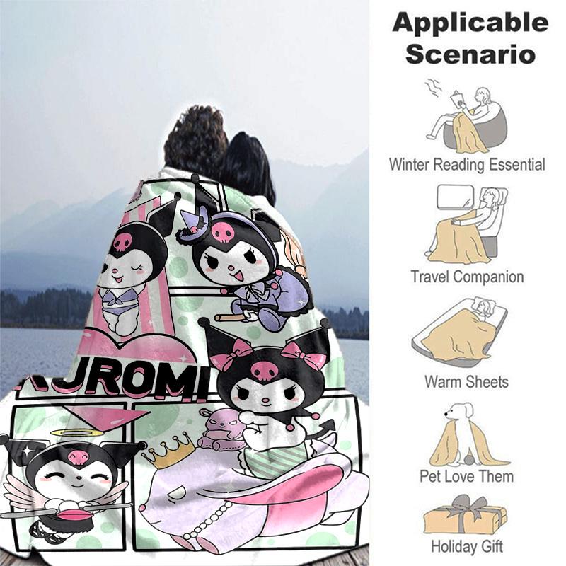 1pc Kuromi's Magical Adventures Blanket, Soft Throw for Home Decor, Gift Idea for Family and Friend, Seasonal Use, Living Room, Travel, Camping, Car B