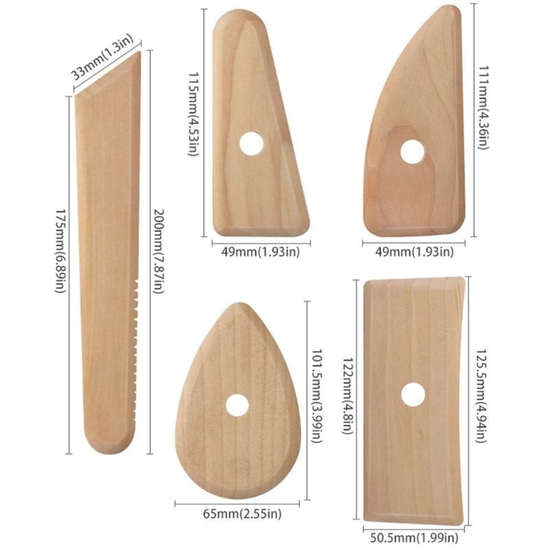 5Pcs Wooden Clay Sculpting Tools Set Pottery Foot Shapers Tool Clay Texture Ribs Ceramic Sculpting Tools for Carving