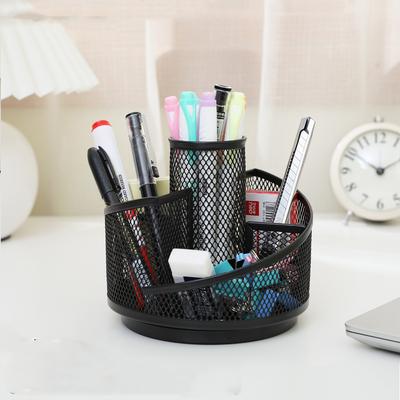 Organizador de caneta multifuncional para mesa com 5 compartimentos, porta-lápis giratório para mesa