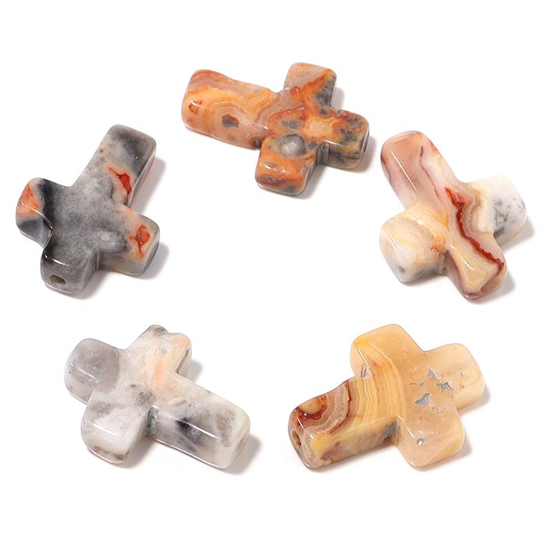 5uds/lote 12x16mm Forma de Cruz de Piedra Natural Colgantes de Cuentas Ágata Turquesa Jade Encantos Cuentas Para Pulsera DIY Pendientes Accesorios