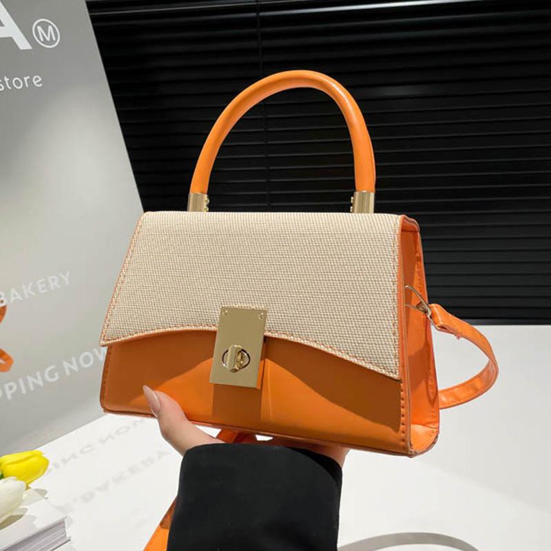 New contrasting colors, trendy texture, retro single shoulder crossbody women's temperament ins sequined lock lock handbag