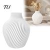 PLA Flower Vase Modern Spiral Ribbed Vase, 3D Printed Dried Matte Stable Decorative White for Living Room Shelf Table Centerpiece Artistic