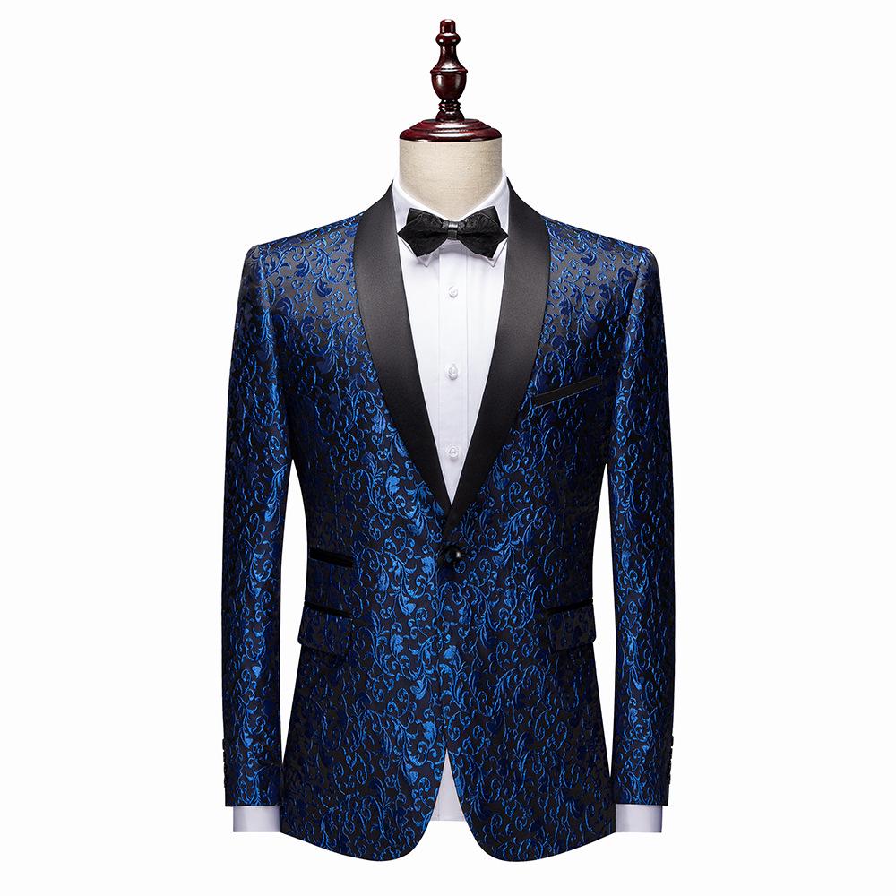 Men's Multi-color Slim Fit Jacquard Tuxedo Jacket for Stage, Wedding, and Banquet