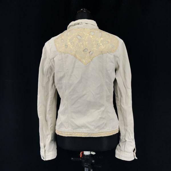 Francesca Sforza Made In Italy Designer Denim Jacket Beige Women’s ML