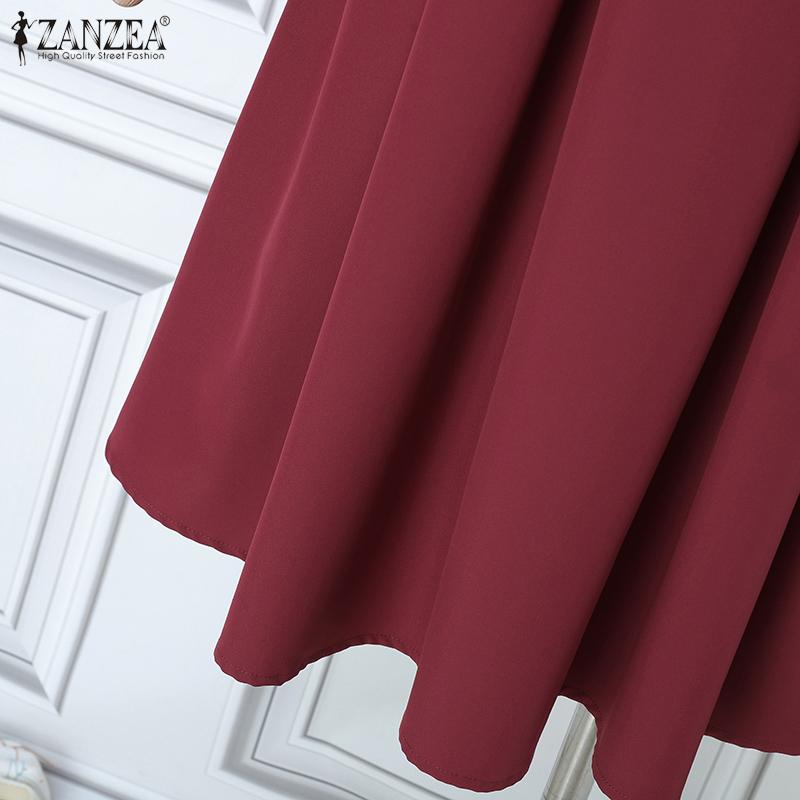 ZANZEA Vestido informal de verano para mujer, con cuello redondo y manga corta