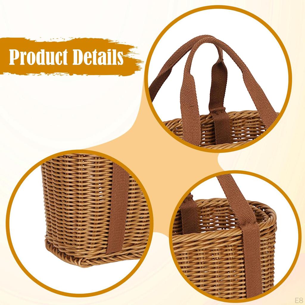 Empty And Versatile Woven Basket with Handle, Made of Imitation Rattan, Ideal for Fruit, Eggs,