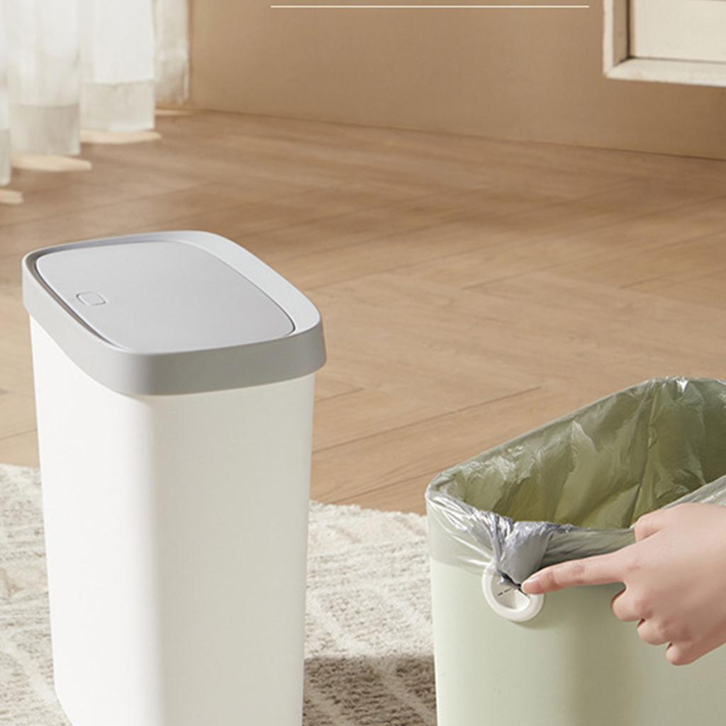 Kunststoff-Mülleimer mit Deckel, platzsparendes Design, geeignet für Badezimmer, Küche, Wohnzimmer, einfache Volltonfarbe