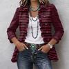 Women's Striped Print Long Sleeve Ruffle Button Front Shirt Jacket for Casual Wear