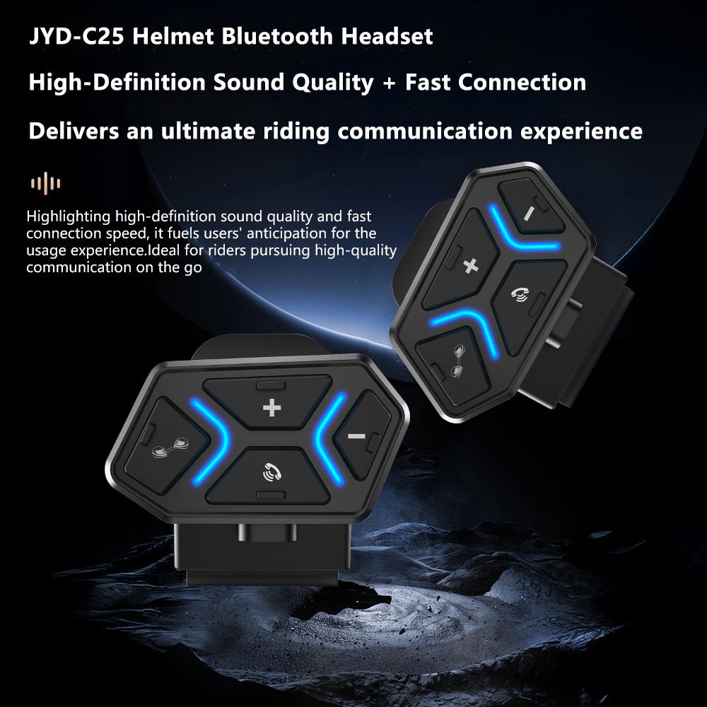 Kebidumei 500M 2-Person Full Duplex Talk Wireless Motorcycle Helmet Intercom V5.4 Bluetooth Headset Handsfree Waterproof & Noise Reduction