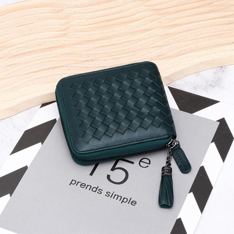 Classic Sheepskin Knitted Zipper Small Wallet Large Capacity Multifunctional Change Bag Folding