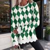 Women's Crewneck Sweatshirt with Scalloped Wavy Hem and Print for Casual Everyday Wear