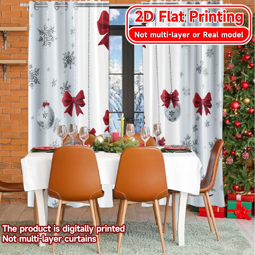 Set Of 2 Flat Printing Festive Corner Print Curtains Prints Room Decor Perfect Bedroom Modern Semi Sheer Made Polyester Window Treatment