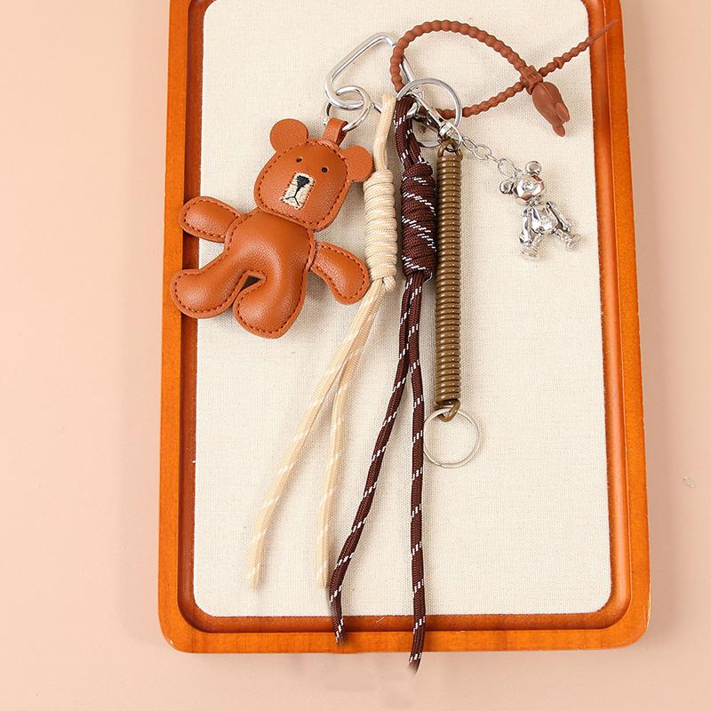 1 Piece Leather Little Bear Woven Rope Backpack Pendant Decoration Fashion DIY Keychain Bag Accessories