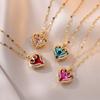 Trendige herzförmige Ozean Zirkon Anhänger Halskette für Damen Edelstahl Schmuck Geschenk