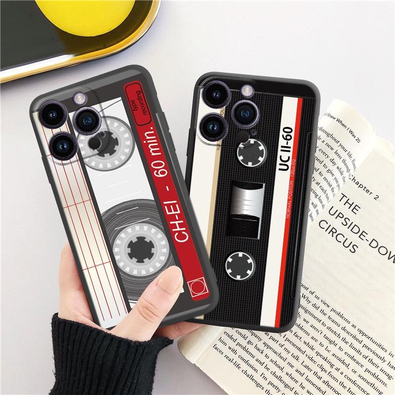 Tālruņa maciņi iPhone 15 Pro 6 14 XS 13 Max XR 12 Mini 7 Plus X SE 8 11 Funny Retro Camera Phone Rakstains mīksts TPU triecienizturīgs bufera apvalks