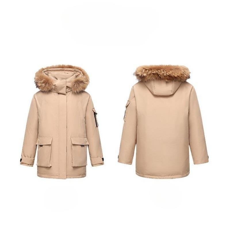 Winter Thickened Warm Workwear Down Cotton Coat with Fur Collar Loose Korean Style Jacket