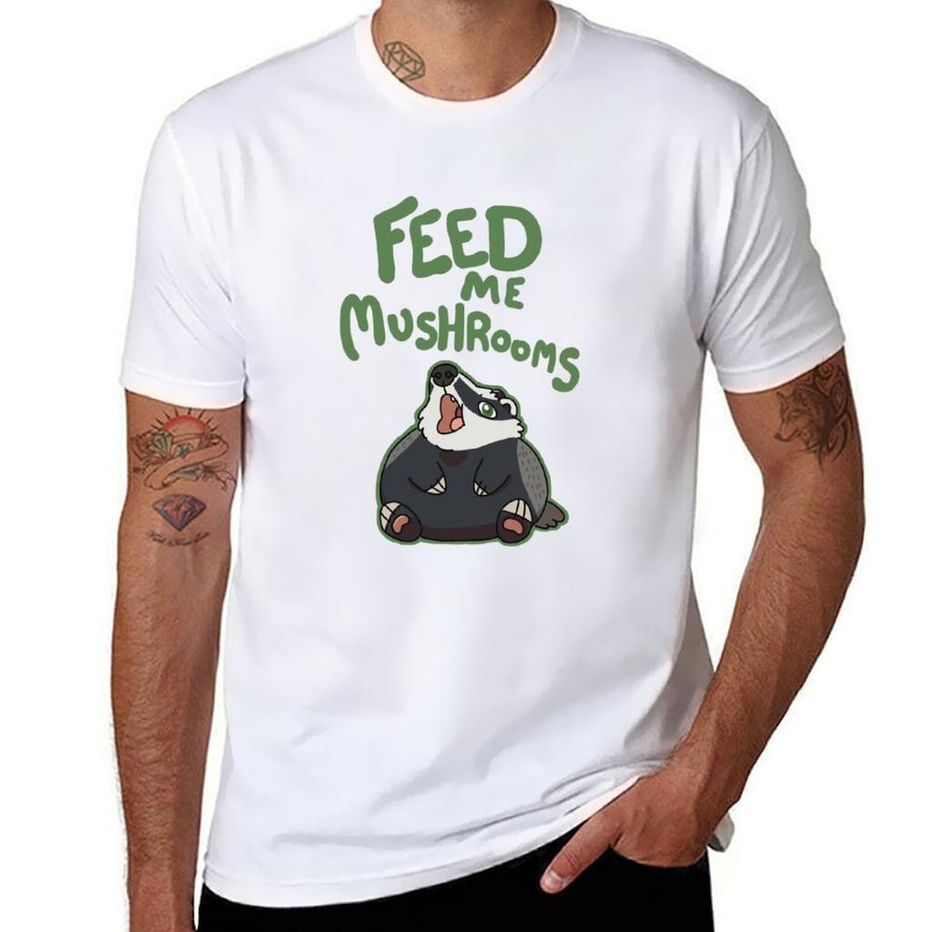 Feed Me Mushrooms Tshirt Holiday Casual Short Sleeve Top Tshirt