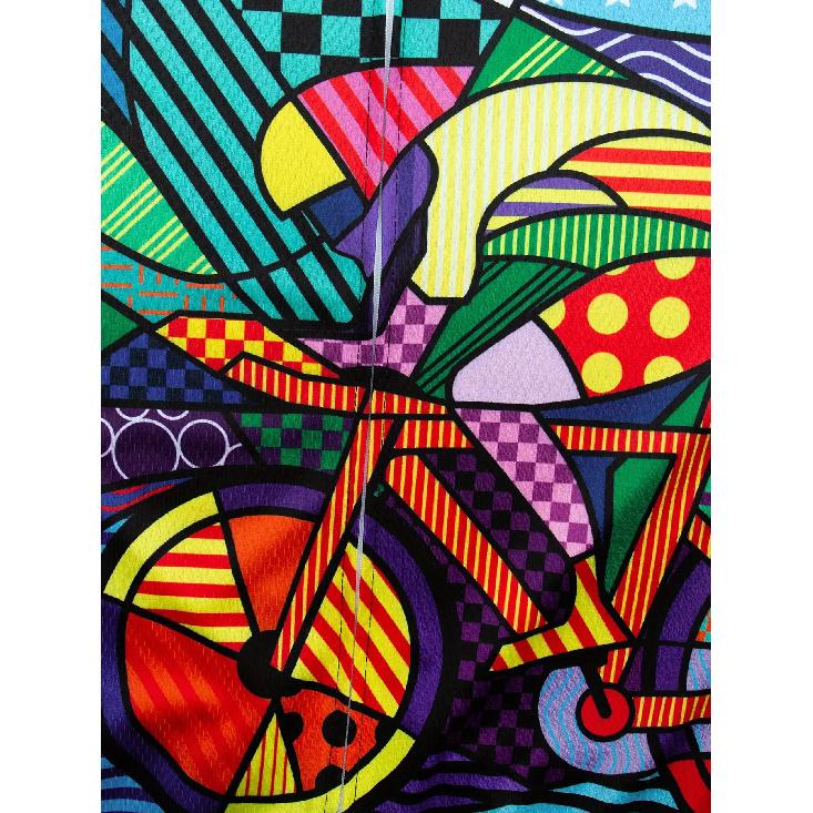 Farbenfroher Radsport-Musterdruck, Herren Kurzarm Radtrikot mit Reißverschluss, Atmungsaktives Schnelltrocknendes Slim-Fit Radsportshirt für Herren