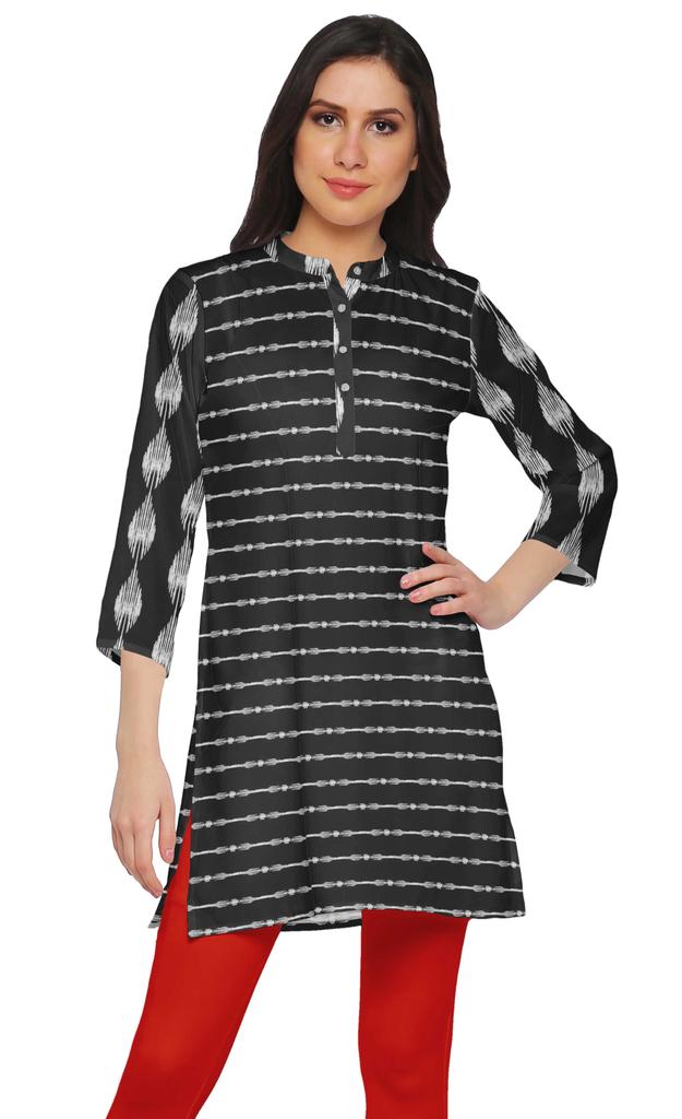 Moomaya Printed Side Slit Short Kurta Tunic For Women Summer Wear Ladies